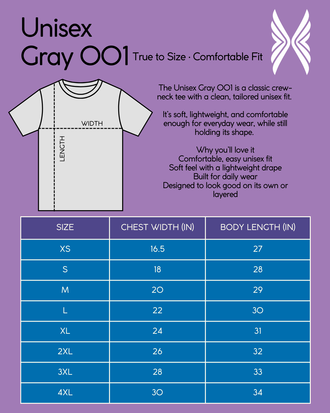 Gray Unisex Tee | White Wings | Sustainable Equity Apparel