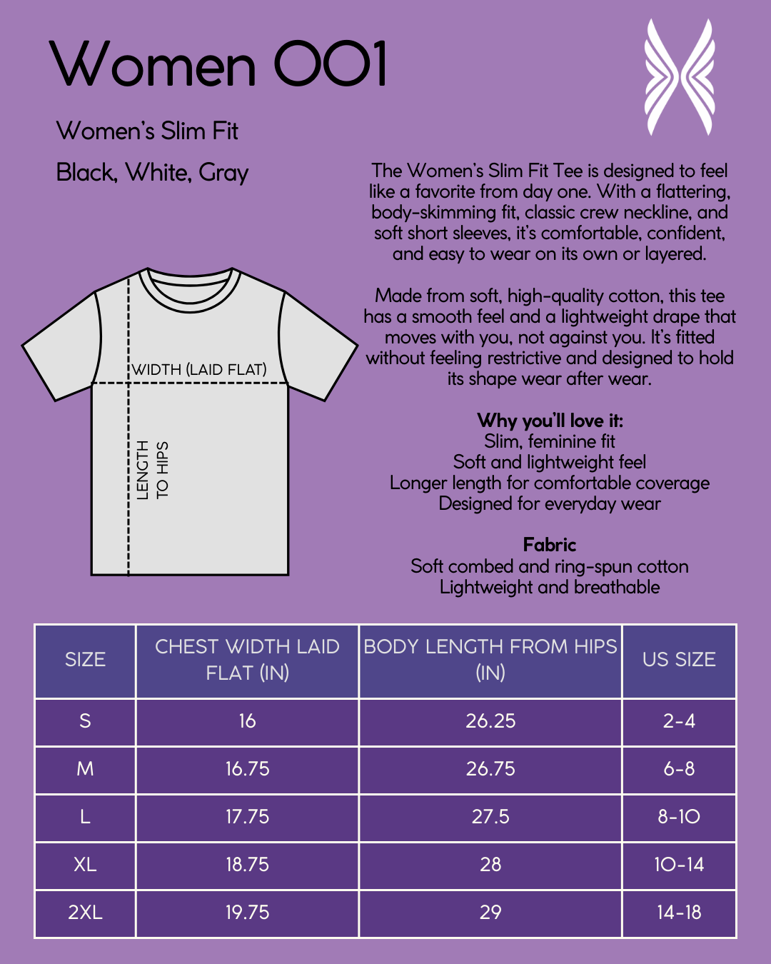 White Women’s Tee | Purple Horizontal Logo | Ethical Everyday Wear