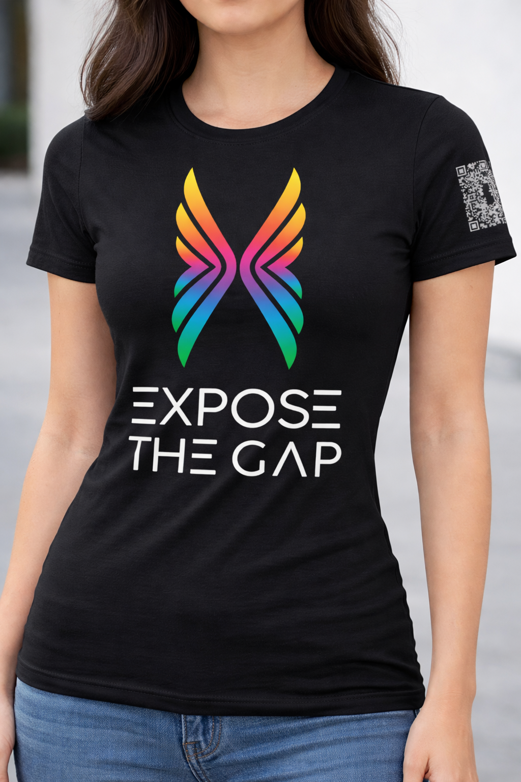 Black Women’s Tee | 100% Cotton | Rainbow Wings | Equity-Driven Apparel