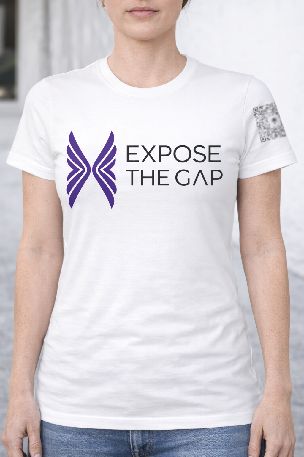 White Women’s Tee | Purple Horizontal Logo | Ethical Everyday Wear